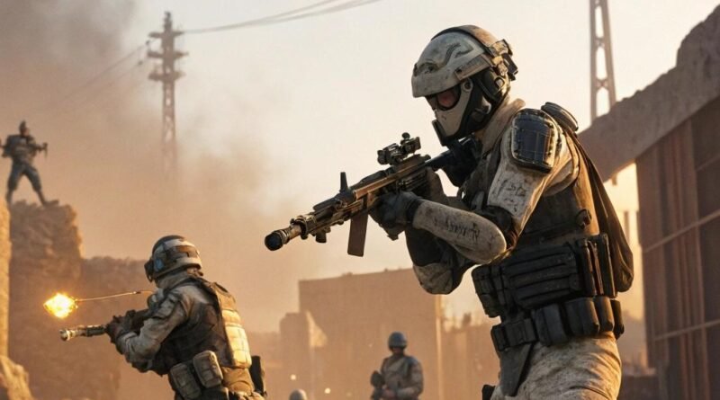 Imagem épica de batalha no Free Fire 2025 com personagens futuristas e ação intensa