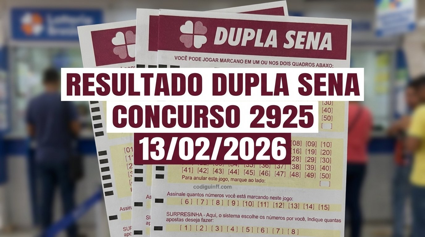 Resultado da Dupla Sena 2925 de hoje (13/02/2026): Confira os números
