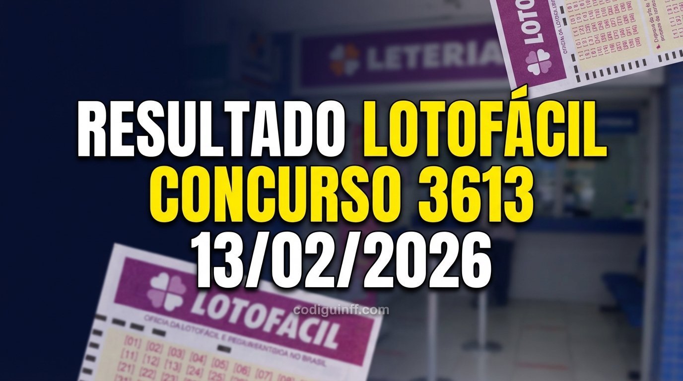 Resultado da Lotofácil: Concurso 3613 de hoje 13/02/2026: confira os números